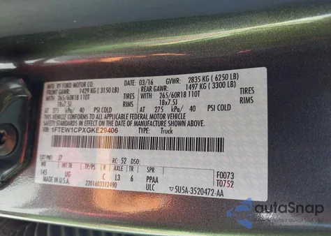 2016 Ford F-150 Xlt z USA, uszkodzony, nr VIN 1FTEW1CPXGKE29406